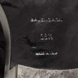 Pre Owned Balenciaga Black Leather Ceinture Buckle Detail Ankle Boots Size 38.5