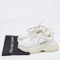 Pre Owned Balenciaga White Leather Triple S Sneakers Size 37