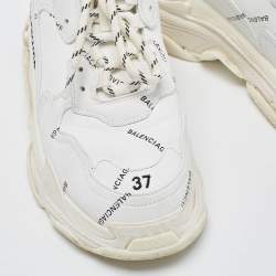 Pre Owned Balenciaga White Leather Triple S Sneakers Size 37