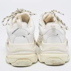 Pre Owned Balenciaga White Leather Triple S Sneakers Size 37