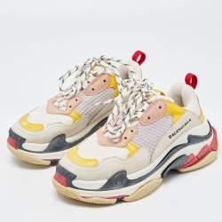 Pre Owned Balenciaga Multicolor Leather and Mesh Triple S Sneakers Size 38