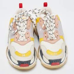 Pre Owned Balenciaga Multicolor Leather and Mesh Triple S Sneakers Size 38