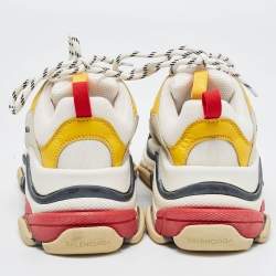 Pre Owned Balenciaga Multicolor Leather and Mesh Triple S Sneakers Size 38