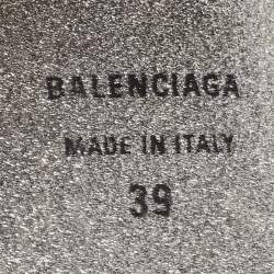Pre Owned Balenciaga Silver Glitter Knife  Mules Size 39 