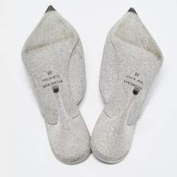 Pre Owned Balenciaga Silver Glitter Knife  Mules Size 39 