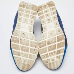 Pre Owned Balenciaga Blue/White Patent,Mesh and Leather Race Runner Sneakers Size 36