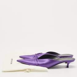 Pre Owned Balenciaga Purple Satin Knife  Mules Size 37 