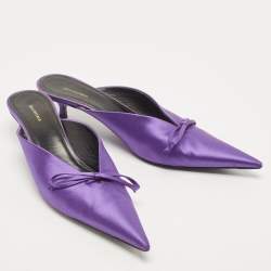 Pre Owned Balenciaga Purple Satin Knife  Mules Size 37 