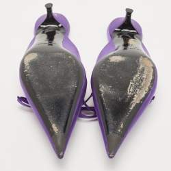Pre Owned Balenciaga Purple Satin Knife  Mules Size 37 