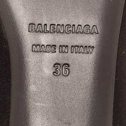 Pre Owned Balenciaga Black Satin Bow Slingback Pumps Size 36 