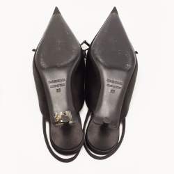 Pre Owned Balenciaga Black Satin Bow Slingback Pumps Size 36 