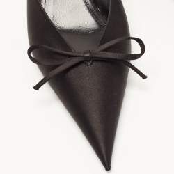 Pre Owned Balenciaga Black Satin Bow Slingback Pumps Size 36 