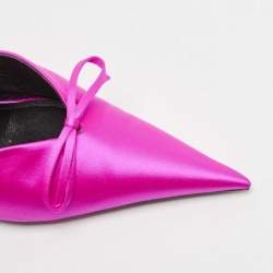 Pre Owned Balenciaga Magenta Satin Knife Bow Slingback Pumps Size 40