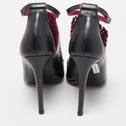 Balenciaga Black/Pink Lasercuts Leather Glove  Sandals Size 40