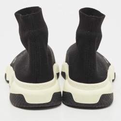 Pre Owned Balenciaga Black Knit Fabric Speed Trainer High Top Sneakers Size 40