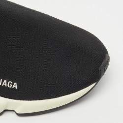 Pre Owned Balenciaga Black Knit Fabric Speed Trainer High Top Sneakers Size 40