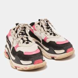 Pre Owned Balenciaga Multicolor Leather and Mesh Triple S Sneakers 39