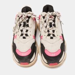 Pre Owned Balenciaga Multicolor Leather and Mesh Triple S Sneakers 39