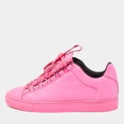 Pre Owned Balenciaga Neon Pink Leather Arena High Top Sneakers Size 36