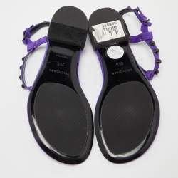 Pre Owned صندل إصبع بالنسياغا أرينا جلد أصفر مرصع مقاس 38