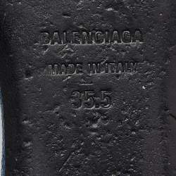 Pre Owned صندل فلات بالنسياغا نيف سويدي أسود مزين بي بي فتحة كعب مقاس 38.5