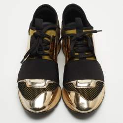 Balenciaga Tricolor Foil Leather and Mesh Race Runner Low Top Sneakers Size 35