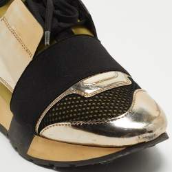 Balenciaga Tricolor Foil Leather and Mesh Race Runner Low Top Sneakers Size 35