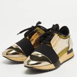 Balenciaga Tricolor Foil Leather and Mesh Race Runner Low Top Sneakers Size 35