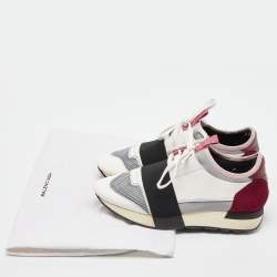 Pre Owned Balenciaga Tricolor Leather and Mesh Race Runner Sneakers Size 37