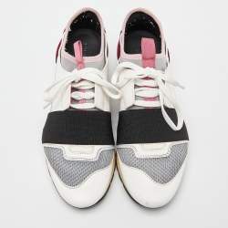 Pre Owned Balenciaga Tricolor Leather and Mesh Race Runner Sneakers Size 37