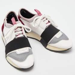 Pre Owned Balenciaga Tricolor Leather and Mesh Race Runner Sneakers Size 37