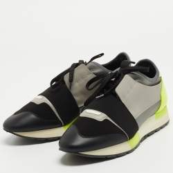 Balenciaga Tricolor Leather and Fabric Race Runner Low Top Sneakers Size 39