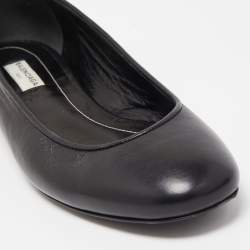 Pre Owned Balenciaga Black Leather Ballet Flats Size 39