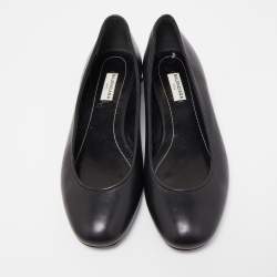 Pre Owned Balenciaga Black Leather Ballet Flats Size 39