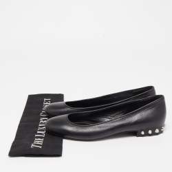 Pre Owned Balenciaga Black Leather Ballet Flats Size 39