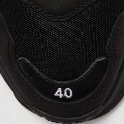 Pre Owned Balenciaga Black Leather and Mesh Triple S Sneakers Size 40
