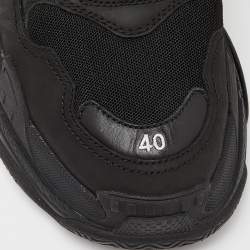 Pre Owned Balenciaga Black Leather and Mesh Triple S Sneakers Size 40