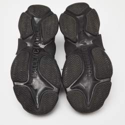Pre Owned Balenciaga Black Leather and Mesh Triple S Sneakers Size 40