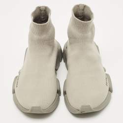 Pre Owned Balenciaga Grey Knit Fabric Speed Trainer Sneakers Size 38