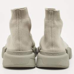 Pre Owned Balenciaga Grey Knit Fabric Speed Trainer Sneakers Size 38