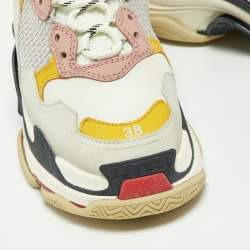 مملوكة مسبقًا Balenciaga Multicolor Leather and Mesh Triple S Sneakers Size 38