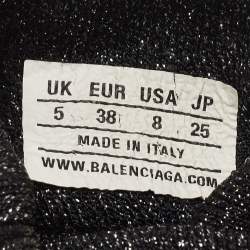 Pre Owned Balenciaga Black Glitter Knit Fabric Speed Trainer Sneakers Size 38