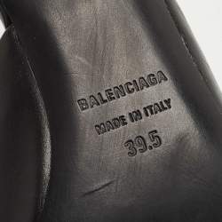 Pre Owned Balenciaga Black Leather Knife Pointed Toe Mules Size 39.5