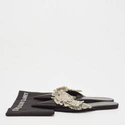 Pre Owned Balenciaga Black Satin Sequins Embellished Flats Size 39