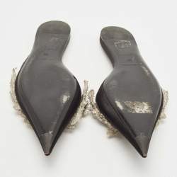Pre Owned Balenciaga Black Satin Sequins Embellished Flats Size 39