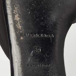 Pre Owned Balenciaga Black Satin Sequins Embellished Flats Size 39