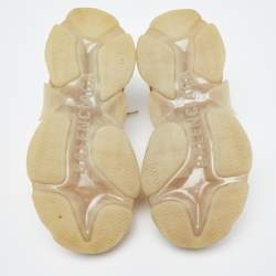 Pre Owned Balenciaga Beige Leather and Mesh Triple S Clear Sneakers Size 38