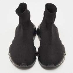 Balenciaga Black Knit Fabric Speed Trainer Sneakers Size 38