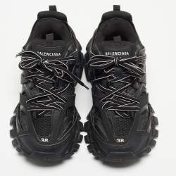 Pre Owned Balenciaga Black Leather and Mesh Track Sneakers Size 38