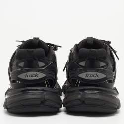 Pre Owned Balenciaga Black Leather and Mesh Track Sneakers Size 38